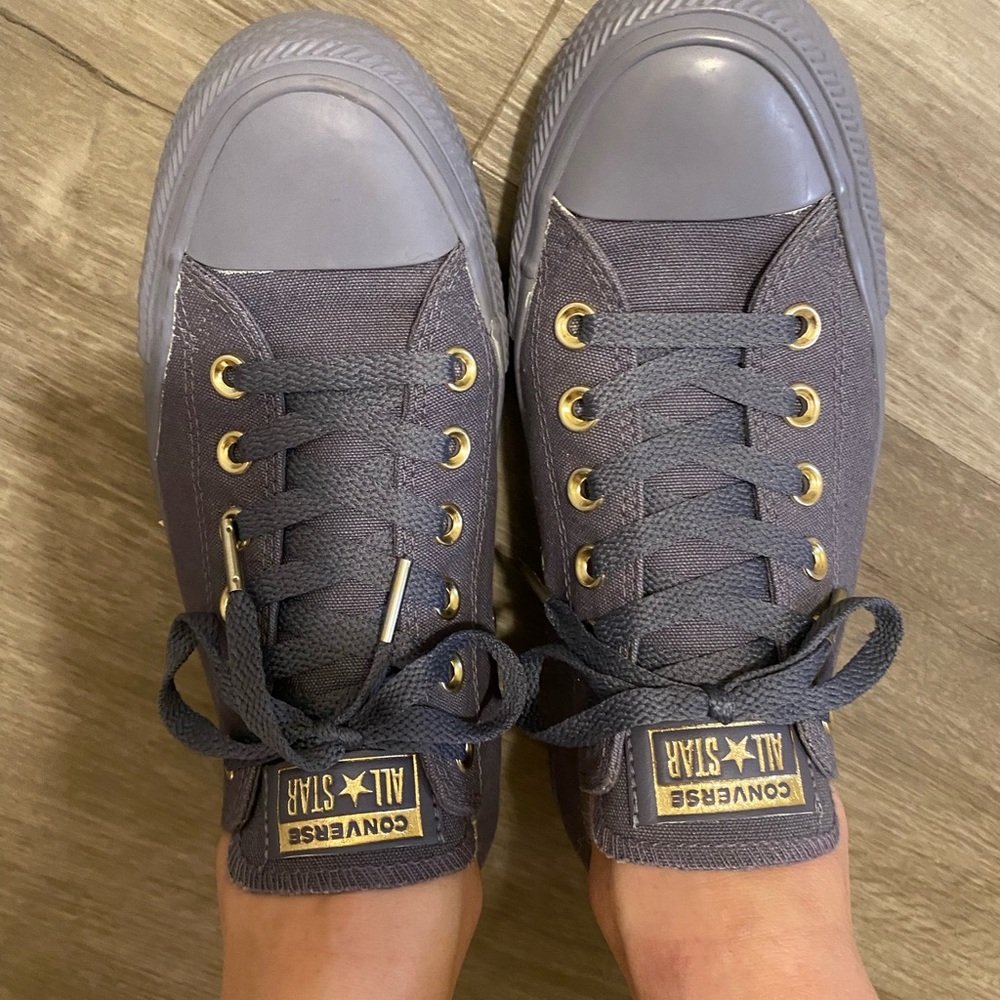 Converse All Star Low Top Gray with Gold Accents 8 - Picture 11 of 13